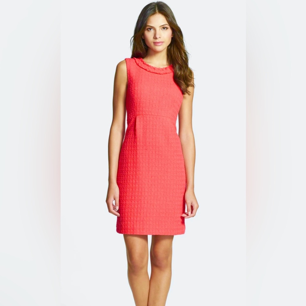 Kate Spade Coral Terri Tweed Sleeveless Sheath Dress